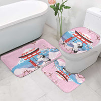 Japanese Torii Gate Cranes Personalised Bathroom Set Fuji Mount Sakura Seigaiha Pattern LT14 - Polynesian Pride