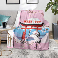 Japanese Torii Gate Cranes Personalised Blanket Fuji Mount Sakura Seigaiha Pattern LT14 - Polynesian Pride
