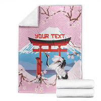 Japanese Torii Gate Cranes Personalised Blanket Fuji Mount Sakura Seigaiha Pattern LT14 - Polynesian Pride