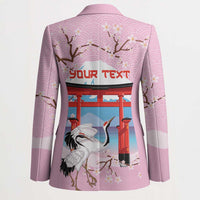 Japanese Torii Gate Cranes Personalised Blazer Fuji Mount Sakura Seigaiha Pattern LT14 - Polynesian Pride