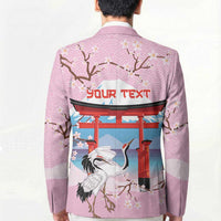 Japanese Torii Gate Cranes Personalised Blazer Fuji Mount Sakura Seigaiha Pattern LT14 - Polynesian Pride