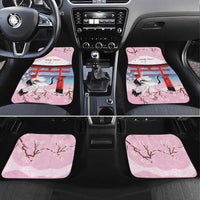 Japanese Torii Gate Cranes Personalised Car Mats Fuji Mount Sakura Seigaiha Pattern LT14 Set 4pcs Pink - Polynesian Pride