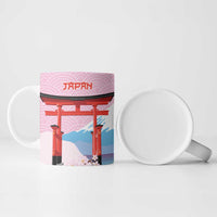 Japanese Torii Gate Cranes Personalised Ceramic Mug Fuji Mount Sakura Seigaiha Pattern LT14 - Polynesian Pride