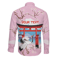 Japanese Torii Gate Cranes Personalised Family Matching Mermaid Dress and Hawaiian Shirt Fuji Mount Sakura Seigaiha Pattern
