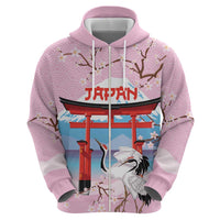 Japanese Torii Gate Cranes Personalised Hoodie Fuji Mount Sakura Seigaiha Pattern LT14 - Polynesian Pride