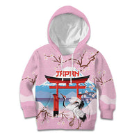 Japanese Torii Gate Cranes Personalised Kid Hoodie Fuji Mount Sakura Seigaiha Pattern LT14 Hoodie Pink - Polynesian Pride