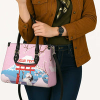 Japanese Torii Gate Cranes Personalised Leather Bag Fuji Mount Sakura Seigaiha Pattern LT14 - Polynesian Pride