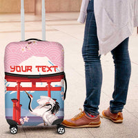 Japanese Torii Gate Cranes Personalised Luggage Cover Fuji Mount Sakura Seigaiha Pattern LT14 Pink - Polynesian Pride