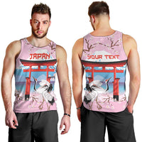 Japanese Torii Gate Cranes Personalised Men Tank Top Fuji Mount Sakura Seigaiha Pattern LT14 - Polynesian Pride