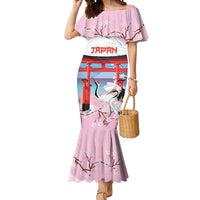 Japanese Torii Gate Cranes Personalised Mermaid Dress Fuji Mount Sakura Seigaiha Pattern LT14 Women Pink - Polynesian Pride