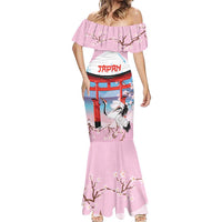 Japanese Torii Gate Cranes Personalised Mermaid Dress Fuji Mount Sakura Seigaiha Pattern LT14 - Polynesian Pride