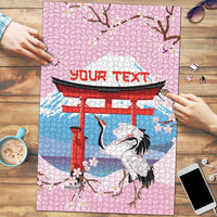 Japanese Torii Gate Cranes Personalised Puzzle Fuji Mount Sakura Seigaiha Pattern LT14 Pink - Polynesian Pride