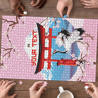 Japanese Torii Gate Cranes Personalised Puzzle Fuji Mount Sakura Seigaiha Pattern LT14 - Polynesian Pride
