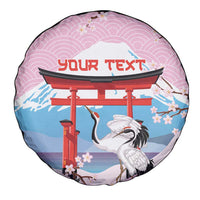 Japanese Torii Gate Cranes Personalised Spare Tire Cover Fuji Mount Sakura Seigaiha Pattern LT14 - Polynesian Pride