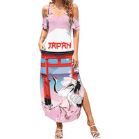 Japanese Torii Gate Cranes Personalised Summer Maxi Dress Fuji Mount Sakura Seigaiha Pattern LT14 Women Pink - Polynesian Pride