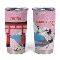 Japanese Torii Gate Cranes Personalised Tumbler Cup Fuji Mount Sakura Seigaiha Pattern LT14 Pink - Polynesian Pride