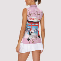 Japanese Torii Gate Cranes Personalised Women Sleeveless Polo Shirt Fuji Mount Sakura Seigaiha Pattern LT14 - Polynesian Pride