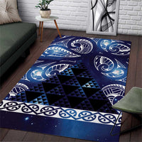Matariki New Zealand Area Rug NZ Niho Taniwha Maori New Year Blue Galaxy