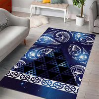 Matariki New Zealand Area Rug NZ Niho Taniwha Maori New Year Blue Galaxy