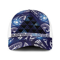 Matariki New Zealand Baseball Net Cap NZ Niho Taniwha Maori New Year Blue Galaxy LT14 One Size White Blue - Polynesian Pride