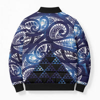 Matariki New Zealand Bomber Puffer Jacket NZ Niho Taniwha Maori New Year Blue Galaxy LT14 - Polynesian Pride