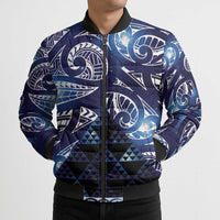 Matariki New Zealand Bomber Puffer Jacket NZ Niho Taniwha Maori New Year Blue Galaxy LT14 - Polynesian Pride