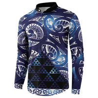Matariki New Zealand Button Sweatshirt NZ Niho Taniwha Maori New Year Blue Galaxy LT14 - Polynesian Pride