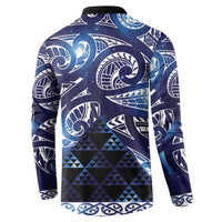 Matariki New Zealand Button Sweatshirt NZ Niho Taniwha Maori New Year Blue Galaxy LT14 - Polynesian Pride