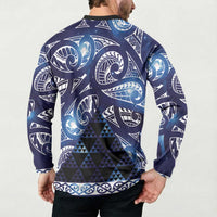 Matariki New Zealand Button Sweatshirt NZ Niho Taniwha Maori New Year Blue Galaxy LT14 - Polynesian Pride