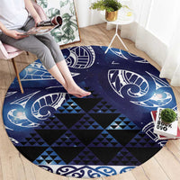 Matariki New Zealand Round Carpet NZ Niho Taniwha Maori New Year Blue Galaxy LT14 - Polynesian Pride
