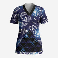 Matariki New Zealand Scrub Top NZ Niho Taniwha Maori New Year Blue Galaxy LT14 Adult Blue - Polynesian Pride