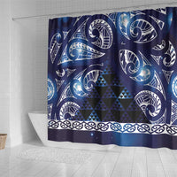 Matariki New Zealand Shower Curtain NZ Niho Taniwha Maori New Year Blue Galaxy LT14 - Polynesian Pride