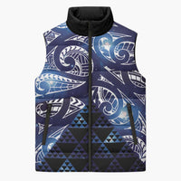 Matariki New Zealand Sleeveless Puffer Jacket NZ Niho Taniwha Maori New Year Blue Galaxy LT14 Unisex Blue - Polynesian Pride