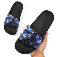 Matariki New Zealand Slide Sandals NZ Niho Taniwha Maori New Year Blue Galaxy