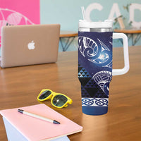 Matariki New Zealand Tumbler With Handle NZ Niho Taniwha Maori New Year Blue Galaxy LT14 - Polynesian Pride