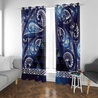 Matariki New Zealand Window Curtain NZ Niho Taniwha Maori New Year Blue Galaxy LT14 With Grommets Blue - Polynesian Pride