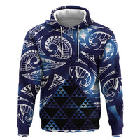Matariki New Zealand Zip Hoodie NZ Niho Taniwha Maori New Year Blue Galaxy LT14 Pullover Hoodie Blue - Polynesian Pride