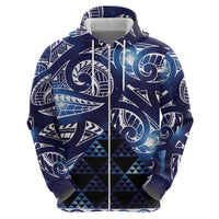 Matariki New Zealand Zip Hoodie NZ Niho Taniwha Maori New Year Blue Galaxy LT14 - Polynesian Pride