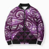 Matariki New Zealand Bomber Puffer Jacket NZ Niho Taniwha Maori New Year Purple Galaxy