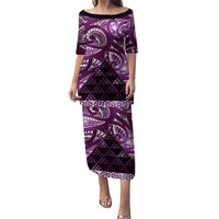 Matariki New Zealand Family Matching Puletasi and Hawaiian Shirt NZ Niho Taniwha Maori New Year Purple Galaxy