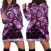 Matariki New Zealand Hoodie Dress NZ Niho Taniwha Maori New Year Purple Galaxy