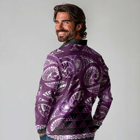 Matariki New Zealand Long Sleeve Polo Shirt NZ Niho Taniwha Maori New Year Purple Galaxy