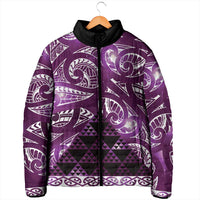 Matariki New Zealand Padded Jacket NZ Niho Taniwha Maori New Year Purple Galaxy LT14 - Polynesian Pride