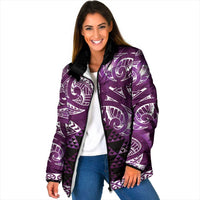 Matariki New Zealand Padded Jacket NZ Niho Taniwha Maori New Year Purple Galaxy LT14 Women Purple - Polynesian Pride