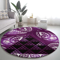 Matariki New Zealand Round Carpet NZ Niho Taniwha Maori New Year Purple Galaxy LT14 - Polynesian Pride