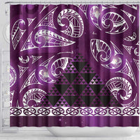 Matariki New Zealand Shower Curtain NZ Niho Taniwha Maori New Year Purple Galaxy LT14 - Polynesian Pride
