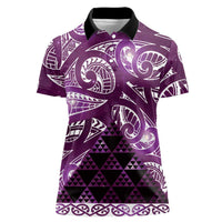 Matariki New Zealand Women Polo Shirt NZ Niho Taniwha Maori New Year Purple Galaxy