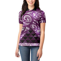 Matariki New Zealand Women Polo Shirt NZ Niho Taniwha Maori New Year Purple Galaxy