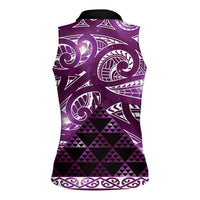 Matariki New Zealand Women Sleeveless Polo Shirt NZ Niho Taniwha Maori New Year Purple Galaxy