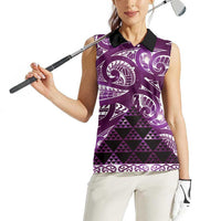 Matariki New Zealand Women Sleeveless Polo Shirt NZ Niho Taniwha Maori New Year Purple Galaxy